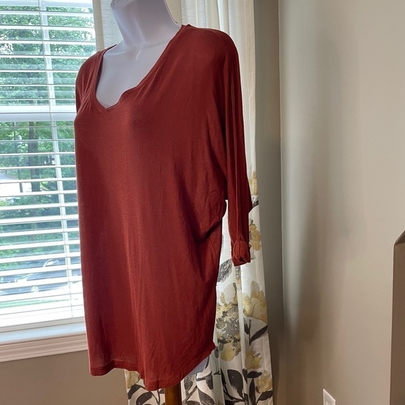 Nwt Color Thread Rust Knit V-neck Tunic Size M - Picture 2 of 5